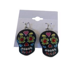 Colorful Lightweight Sugar Skull Earrings.